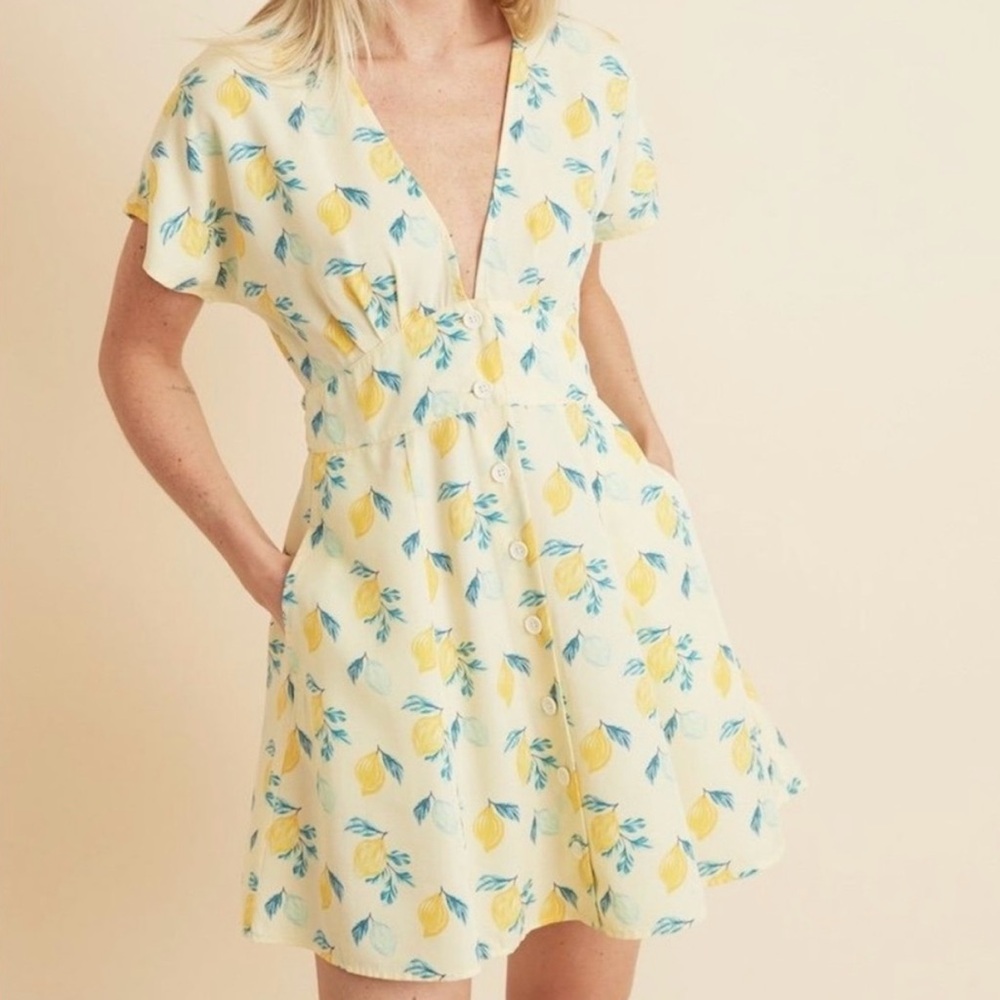 Marine Layer Camila Mini Dress in Lemon
